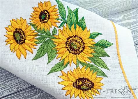 Sunflowers Machine Embroidery Design Royal Present Embroidery