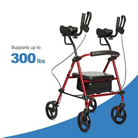 Zler Upright Walker With Armrest Up Rollator With Extra Wide Padded