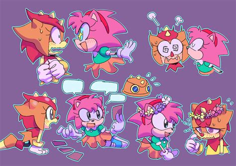 Amy Rose And Trip The Sungazer Sonic And 2 More Drawn By Kaylla