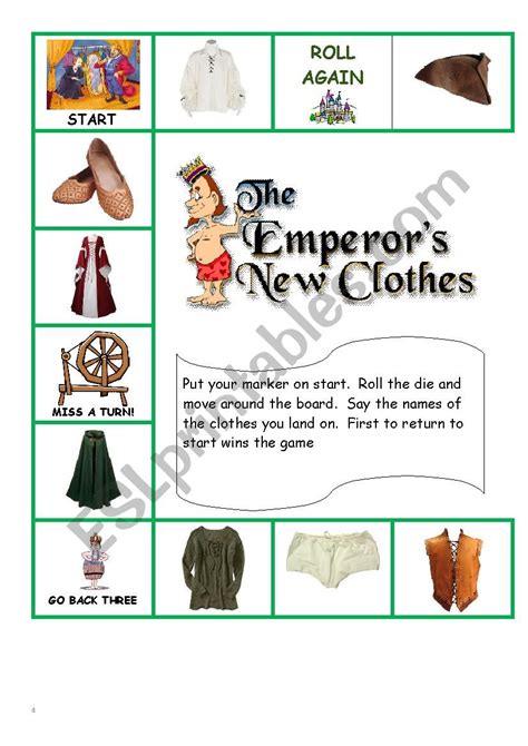 Emperor´s New Clothes Board Game Esl Worksheet By Estherlee76