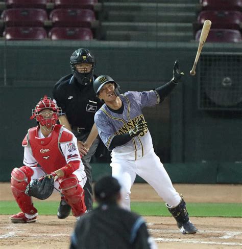 ＜練習試合 広・神＞8回1死一塁、代打・陽川は左中間に適時三塁打を放つ （撮影・奥 調） ― スポニチ Sponichi Annex 野球