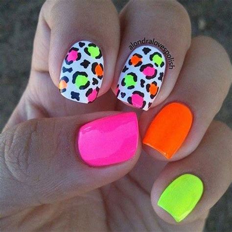 Awesome Neon Summer Nail Art Designs Styles 2d Leopard Nails