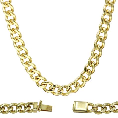 Cuban Link Chain Necklace 18k Gold Plated Miami Cuban Stainless Steel Cuban Link Chain