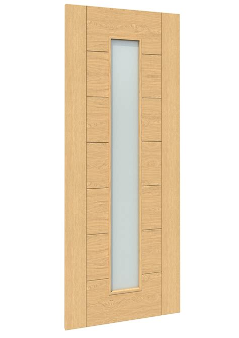 Modern 7 Panel Oak Frosted Glazed Prefinished Internal Doors At Vivid