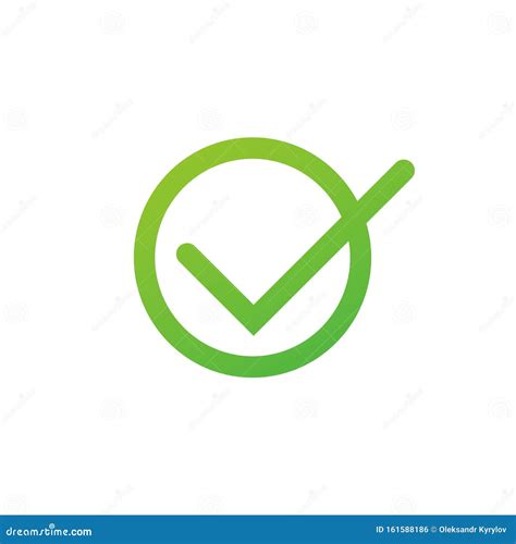 Green Check Mark Sign Icon Yes Circle Symbol Confirm Approved Stock