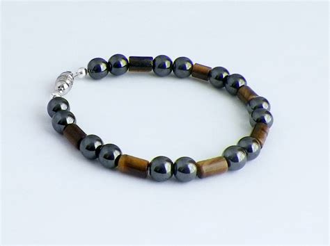 magnetic hematite and tiger eye bracelet - Mixed Kreations