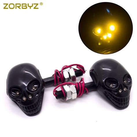 Zorbyz Black Abs Skull Led Turn Signal Indicators Lights For Honda