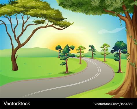 A Long Winding Road At The Forest Royalty Free Vector Image