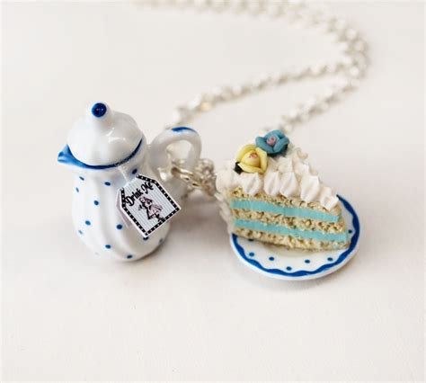 Alice In Wonderland Necklace Eat Me Drink Me Necklace Food Etsy