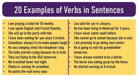 Two Examples Of Verbs In Sentences