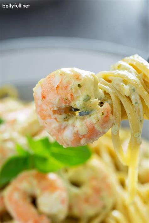 Creamy Shrimp Pesto Pasta 20 Minute Meal Belly Full