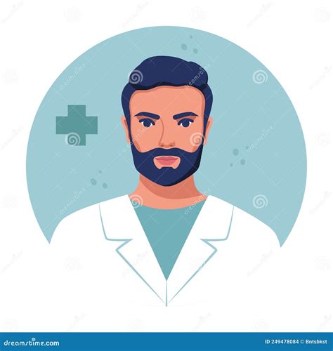 Doctor Round Avatar Medicine Flat Avatar With Male Doctor Medical