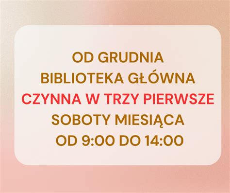 Zmiany w soboty Miejska Biblioteka Publiczna w Libiążu