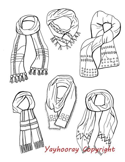 A Line Drawing Illustration Called Scarves By Yayhooray On Etsy