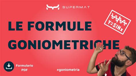 Formulario Formule Goniometriche Introduzione Schema Pdf Youtube