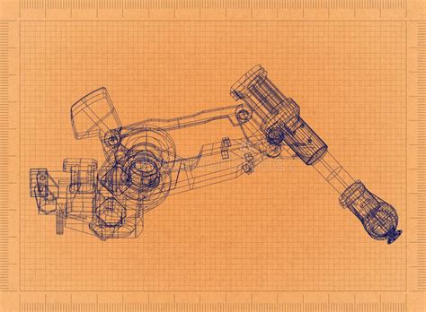 Robotic Hand Concept Retro Architect Blueprint Stock Image Image Of