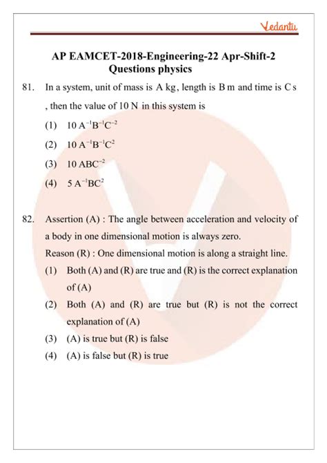 Ap Eamcet 2018 Physics Previous Year Question Papers With Solutions