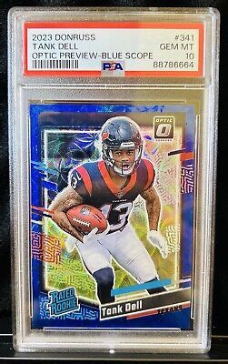 2023 DONRUSS RATED ROOKIE TANK DELL OPTIC PREVIEW BLUE SCOPE TEXANS PSA