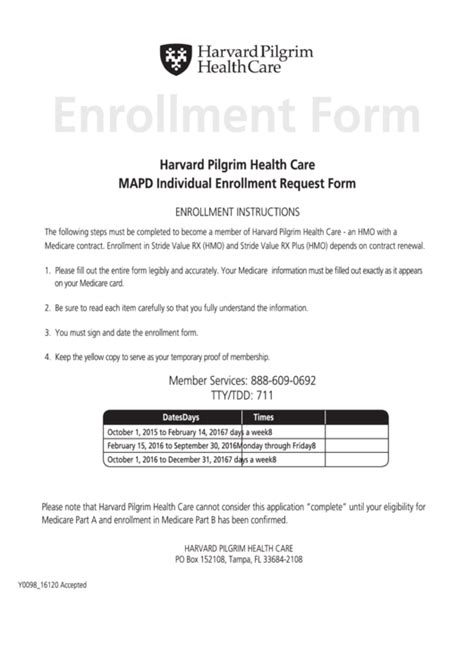 Harvard Pilgrim Health Care Mapd Individual Enrollment Request Form