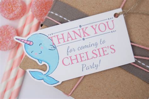 X10 Girls Narwhal Party Favor Merci Tags Fête à Thème Etsy France