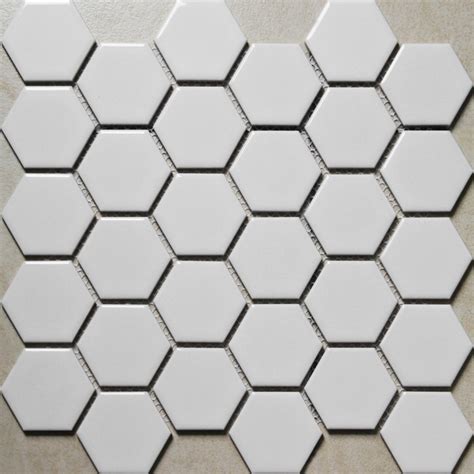 White Porcelain Mosaic Tile Sheets Large Hexagon Ceramic Floor Tiles