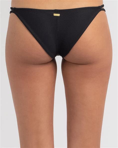 Shop Roxy Mind Of Freedom Cheeky Bikini Bottom In Anthracite Fast