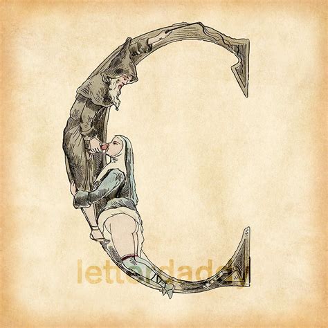 Erotic Alphabet C Vintage Erotica Art Print Etsy