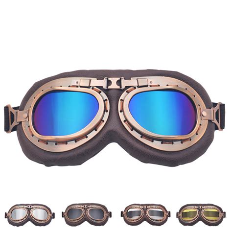 Retro Motorcycle Goggles Vintage Aviator Pilot Flying Glasses Helmet Riding Sports Eyewear