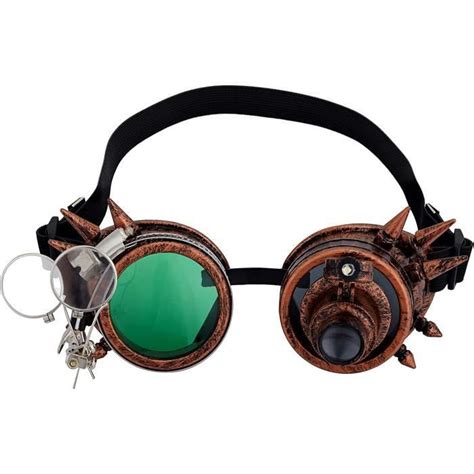 Lunettes steampunk à pointes avec verres colorés double loupe oculaire