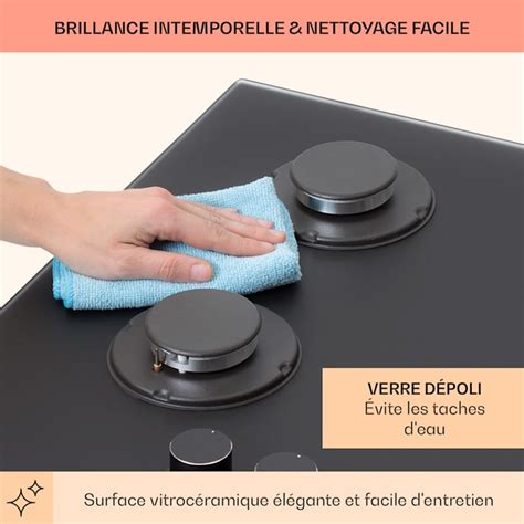 Firetale Table de cuisson à gaz 4 feux autonome 60 cm encastrée