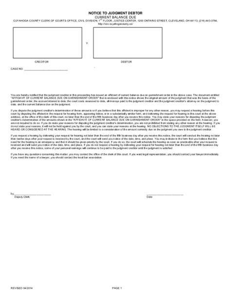 Fillable Online Notice To Debtor And Request For Hearing On Current Balance Due Fax Email Print