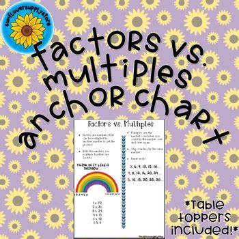 Factors Vs Multiples Anchor Chart By Sunflowersupplystore Tpt