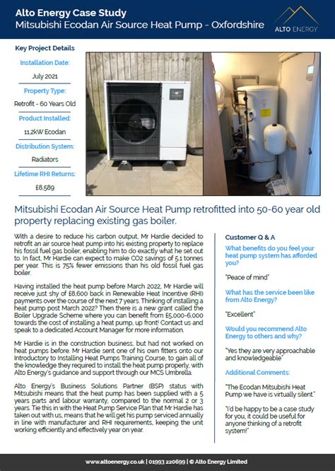 Mitsubishi Ecodan Air Source Heat Pump Case Study Oxfordshire July