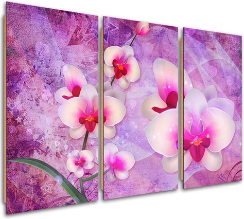 Feeby Obraz Trzyczęściowy Deco Panel Orchidea Kwiaty Abstrakcja 60x40