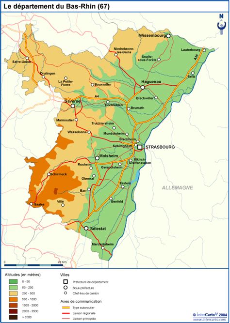 Carte géographique touristique et plan du Bas Rhin 67 Strasbourg