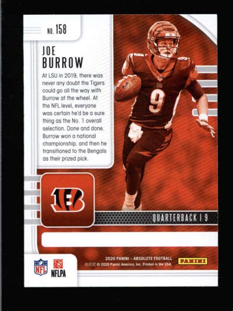 Joe Burrow Panini Absolute Rookie Green Foil Bengals Rc