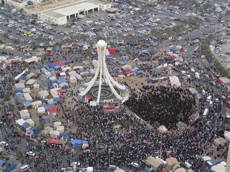 Occupation Encampment At Pearl Roundabout Manama Bahrain March 4