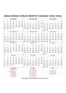 Salem-Keizer School District, Oregon Calendar Holidays 2022-2023 School ...