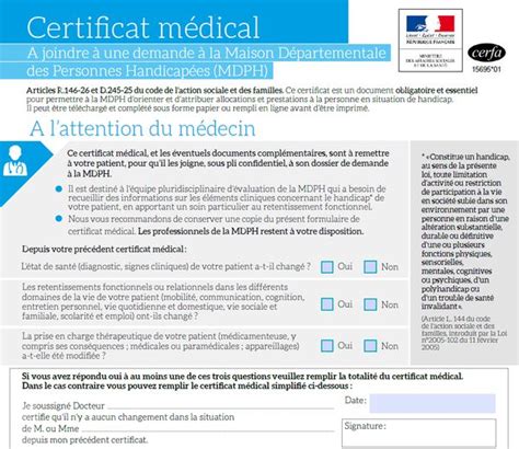 Un Nouveau Certificat Médical Concernant Vos Demande Auprès De La Mdph