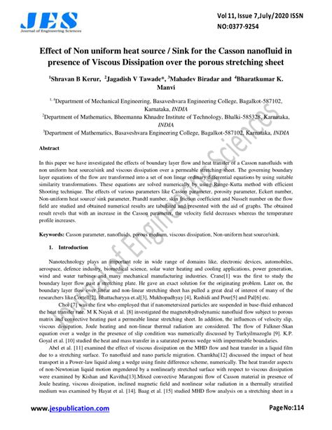 Pdf Effect Of Non Uniform Heat Source Sink For The Casson Nanofluid