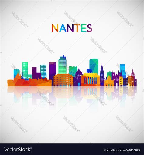 Nantes Skyline Silhouette In Colorful Geometric Vector Image