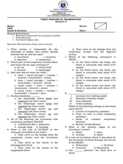 1st Periodic Test Science 9 2 Pdf Dominance Genetics Heart