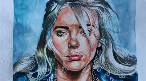 How To Colour Billie Eilish With Watercolour Billieeilish Watercolour