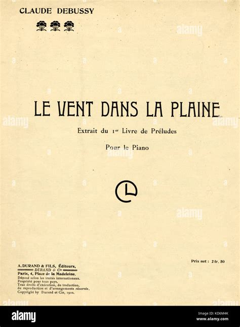 Claude Debussy S Le Vent Dans La Plaine Score Cover For Piano