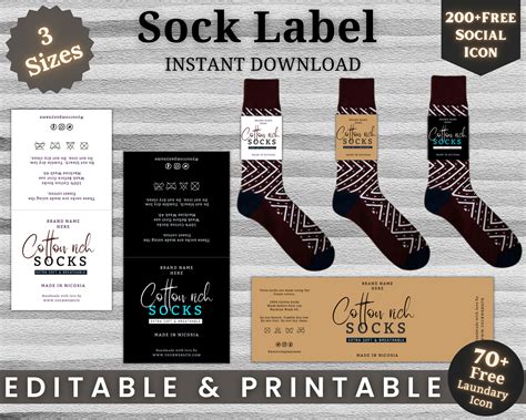 Printable Sock Labels Socks Tags Wrap Sock Label Tie Sock Label