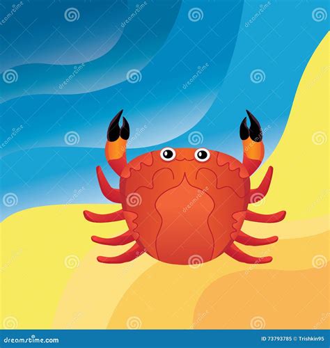 Crab On The Sand Stock Vector Illustration Of Crawling 73793785