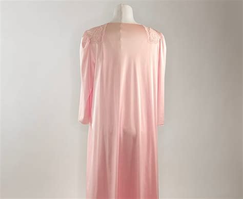 Vintage Shadowline Satin Lingerie Set Pink Nightgow Gem