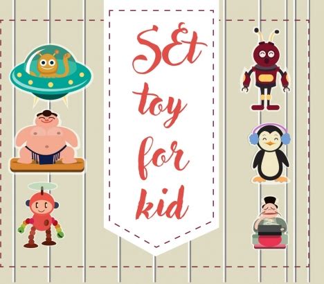 Toys advertisement colored flat design various colored icons vectors ...