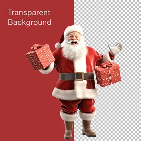 Fundo Transparente Papai Noel Carregando Caixas De Presentes PSD Premium