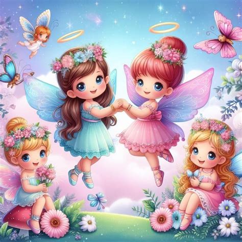 Premium Vector Pretty Fairies In The Air